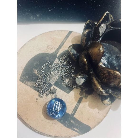 Virgo BLUE GLOBE ZODIAC STAR SIGN HOROSCOPE NECKLACE - Picture 3 of 9